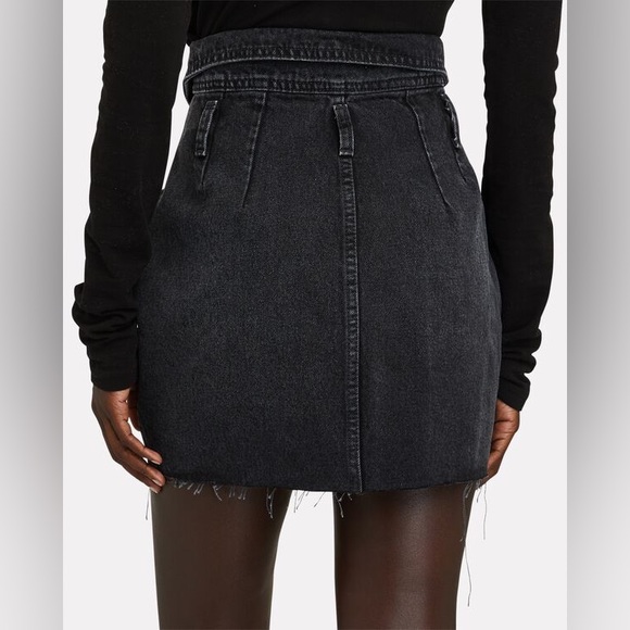 Re/Done 80’s Black Denim Fold-over Waist Skirt Size 26 - Picture 3 of 7